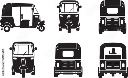 Rickshaw Silhouette Vector, Auto Rickshaw Silhouette Icon, Rickshaw Silhouette Graphic, Rickshaw Silhouette Illustration, Rickshaw Silhouette Design, vector image,