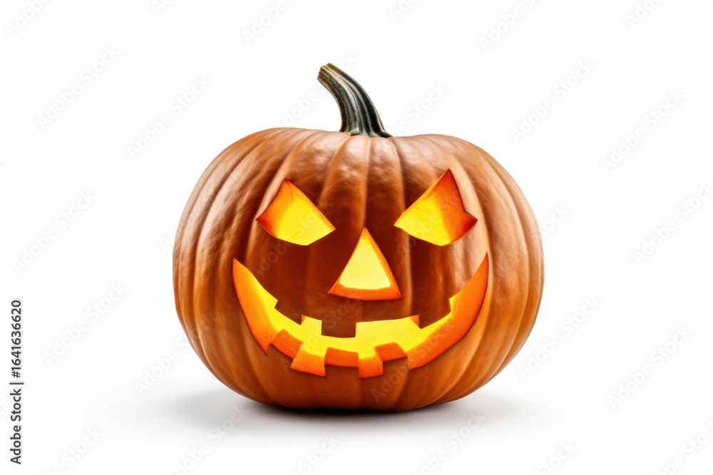 Fototapeta premium Glowing carved Halloween pumpkin
