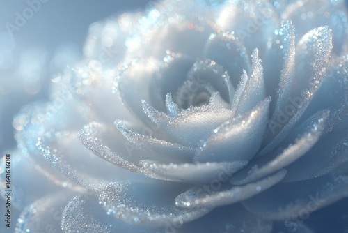 Frosted Petal Prism macro rosette — wider frame / cool grade