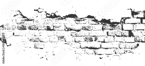 Black dotted textured background, noisy gritty dot halftone effect. Texture of old cracked brick wall with dust 