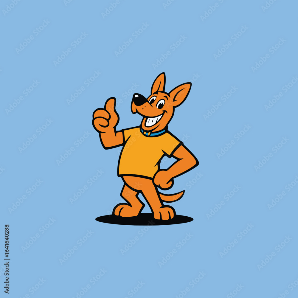 Fototapeta premium Full body cartoon dog character giving thumbs up