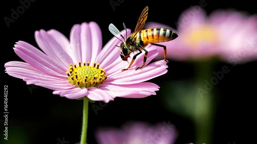 Bee on Pink Flower Macro Photography