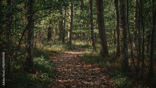 Trail through a lush, dense...