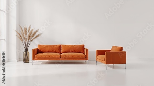 Modern living area featurin...