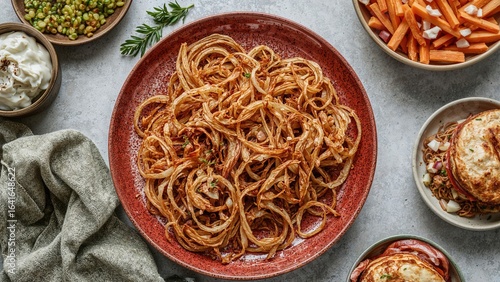 Crispy fried onions served ...