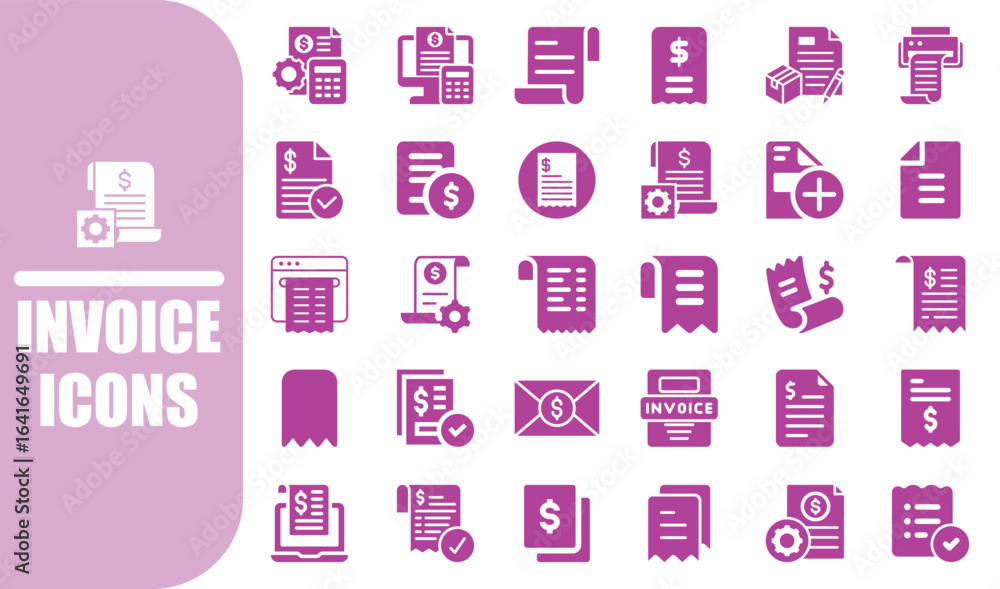 Financial document and payment icons invoice bill Financial document and payment icons invoice bill
