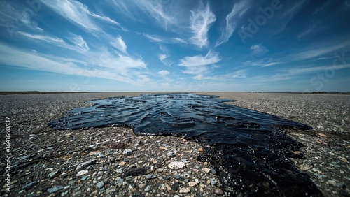 Spillage of oil on tarmac s...