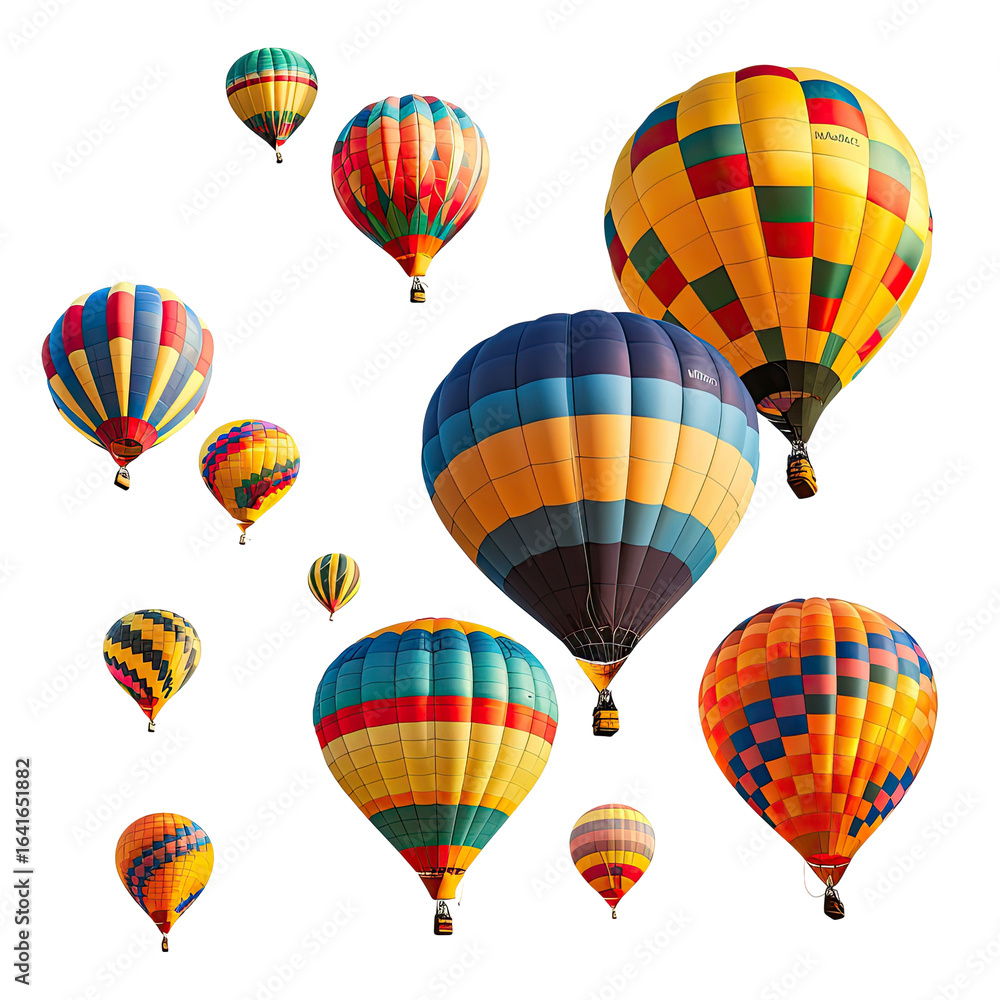 Naklejka premium Colorful hot air balloons festival, sunrise, sky
