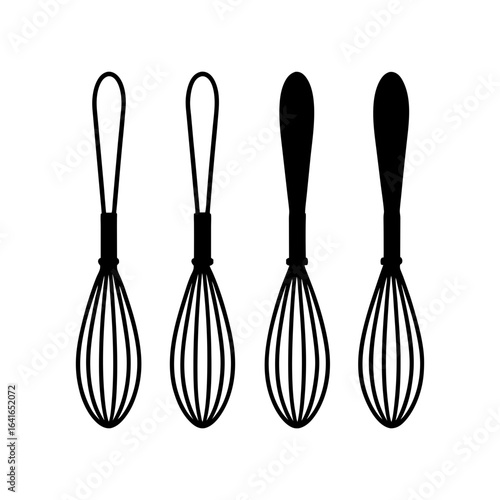whisk set of 4 color silhouette vector difference