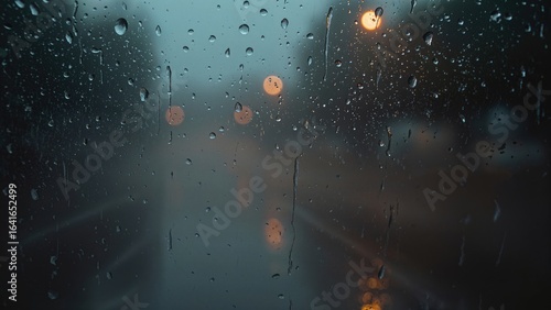 Rain beads clinging to glas...