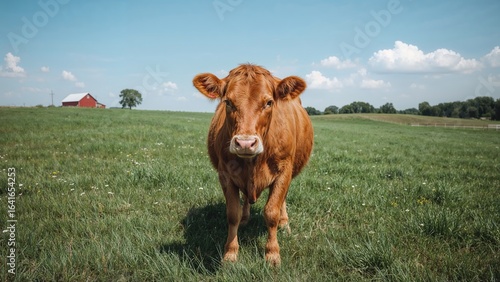 Bright Orange Cow Standing ...