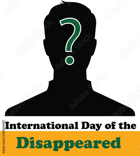 International Day of the Disappeared Vector – Silhouette with Question Mark for Human Rights Awareness