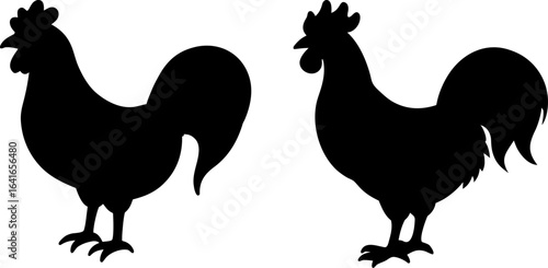 Rooster set, Set of roosters, rooster collection, Vector of rooster, rooster hen silhouette, rooster animal isolated on white background