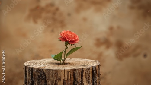 Natural wooden stump with p...