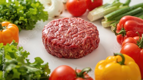 Raw beef mince for making b...