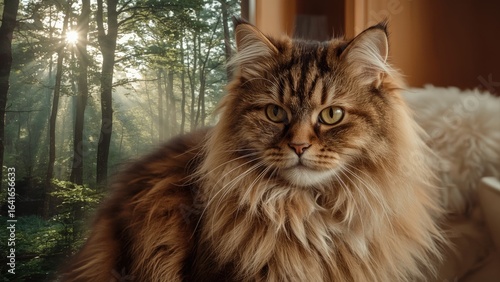 A striking pet with a woodl...