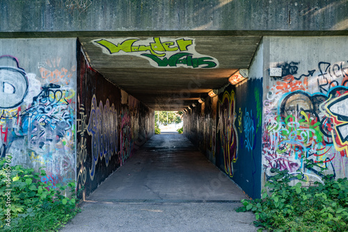 Beautiful graffiti, underground passage