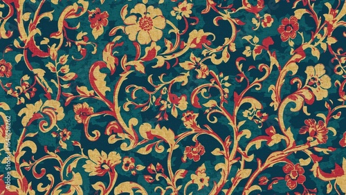 Seamless ethnic motif with classic style ideal for carpets, wallpapers, apparel, wrapping, batik fabrics, and embroidered photo designs.