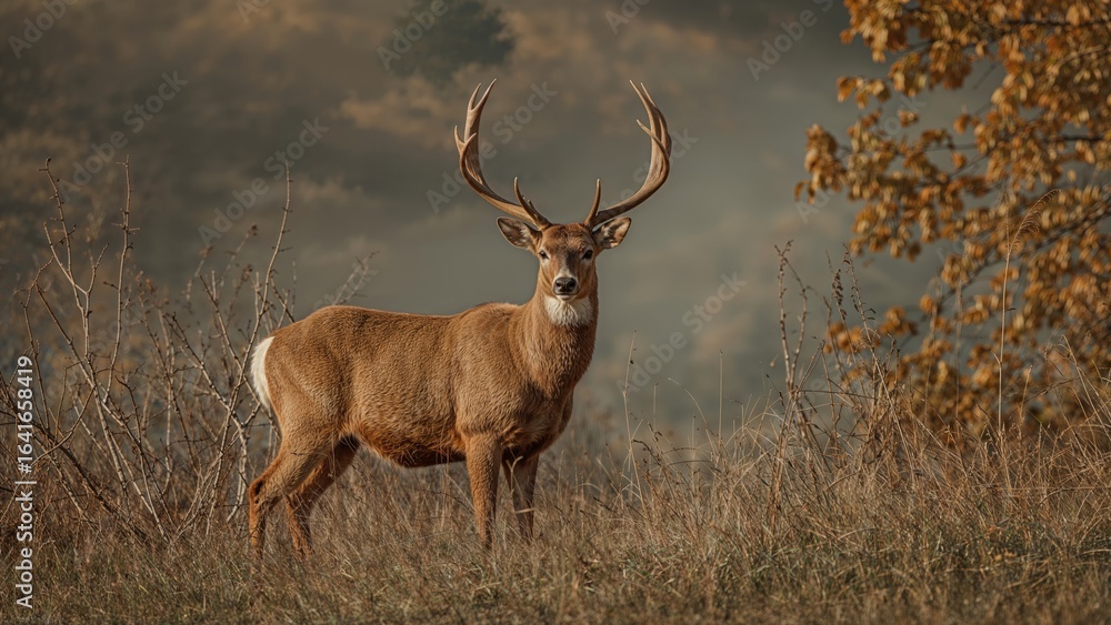 Fototapeta premium Brooding Male Goat in the Autumnal Setting