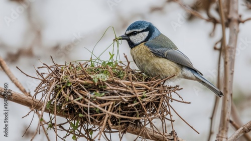 Blue-feathered bird transpo...