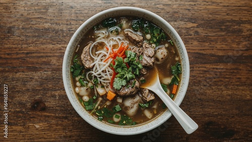 Bowl of savory beef noodle ...