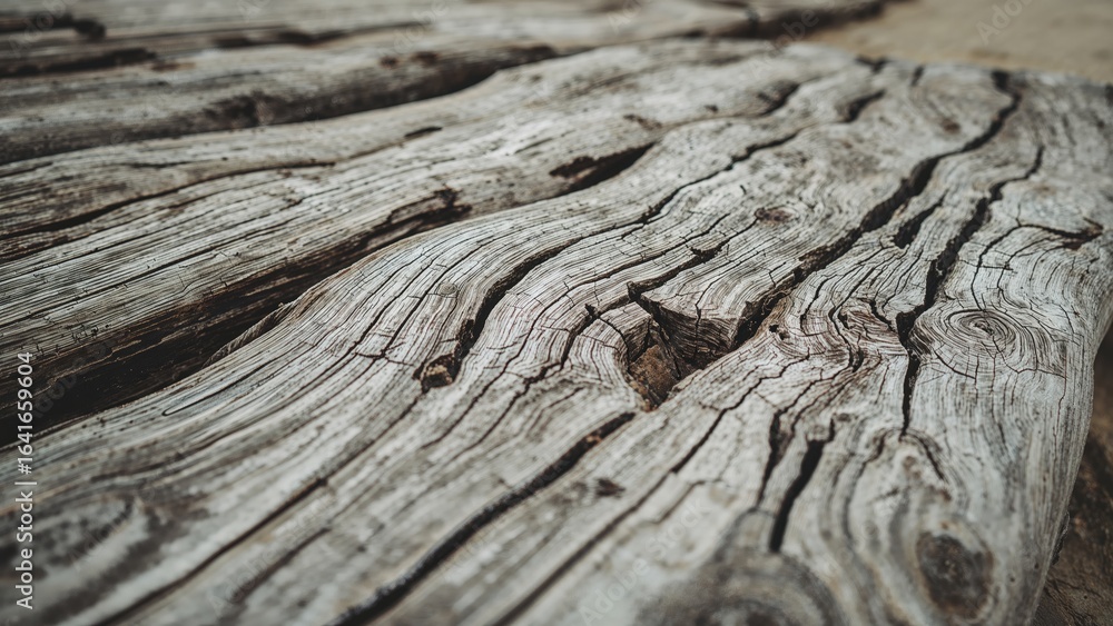 Obraz premium Abstract natural wood pattern on beach sand captured in a detailed close-up