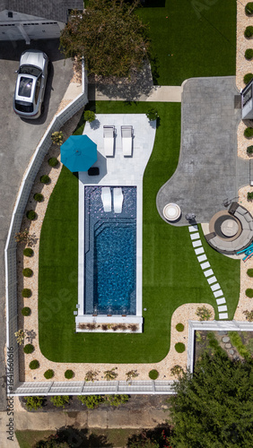 Above pool in the summer