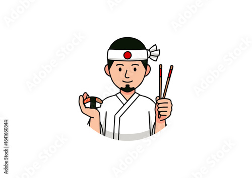  icon of Japanese sushi chef with headband