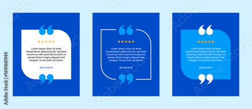 Quote Frames Template Set. Modern Quote Template for Customer Review or Client Feedback. Quotation Mark Border Text Box Vector Illustration.
