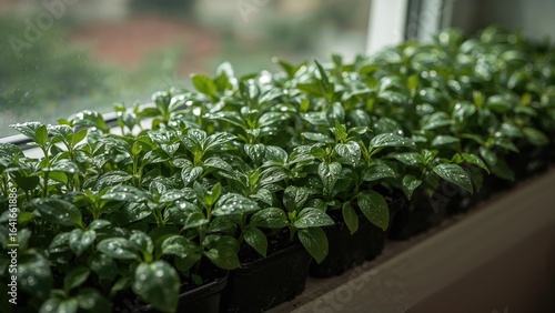 Young organic pepper plants...