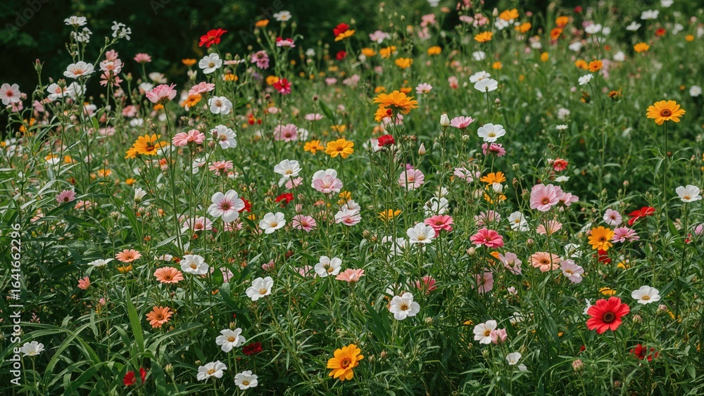 Fototapeta premium Various plants exhibiting their innate charm through colorful flowers