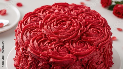 Classic red rose cake adorn...