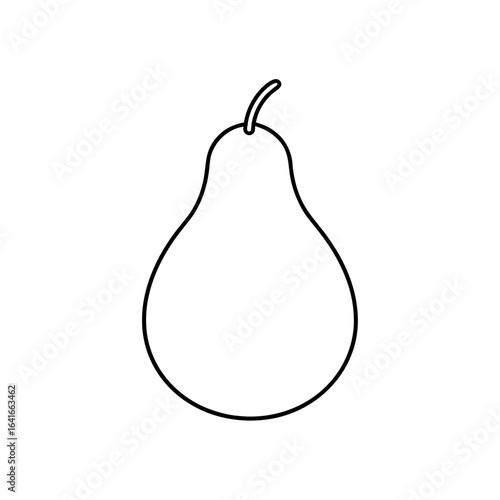 Pear outline drawing on transparent background
