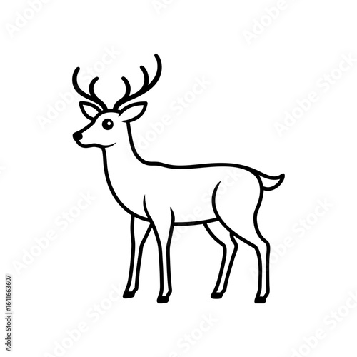 Standing deer outline on transparent background