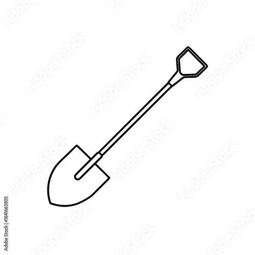 Outline drawing spade on transparent background