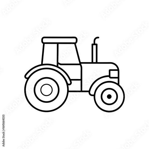 Outlined farm tractor on transparent background