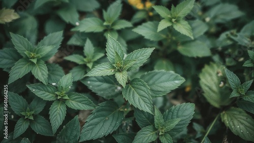 Garden lemon balm plant in ...
