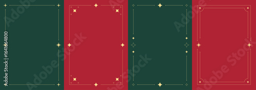 Vintage christmas borders collection. Set of decorative frames for christmas cards and invitations. Elegant borders with stars. 