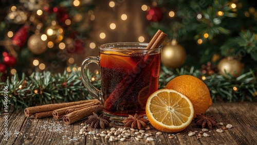 Warm mulled wine served wit...