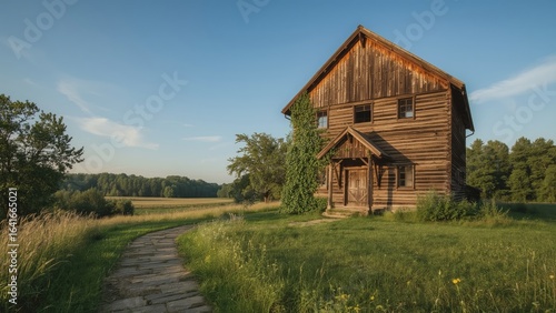Old-fashioned timber mill s...