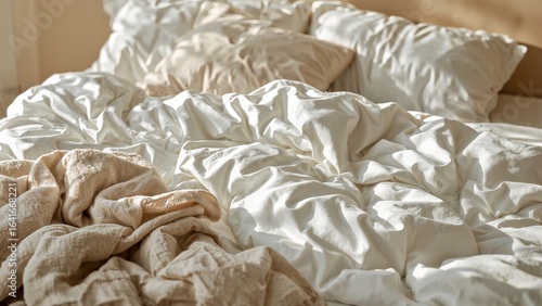 Morning view of a bed left ...