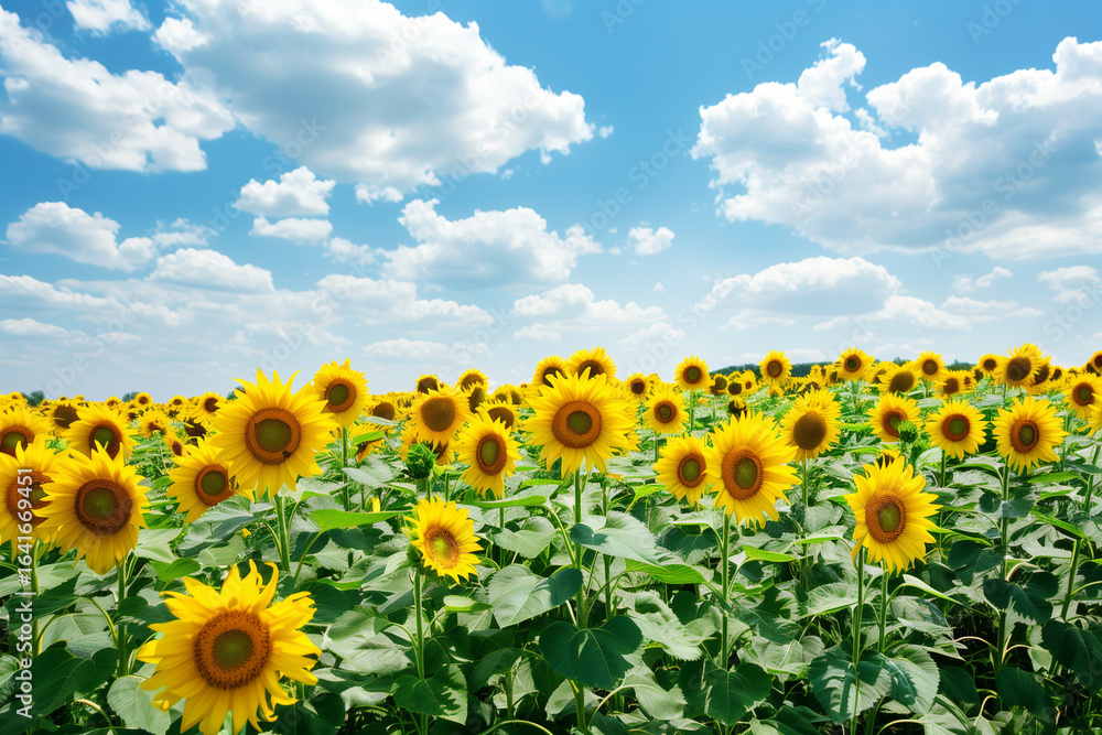Obraz premium field of sunflowers under bright summer sky
