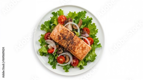 Top-down shot of a salmon f...