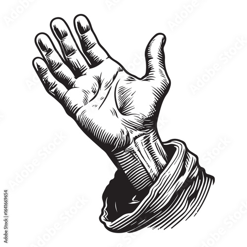 Hands of a beggar man begging for something