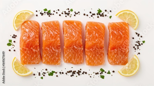 Freshly cut salmon with spi...