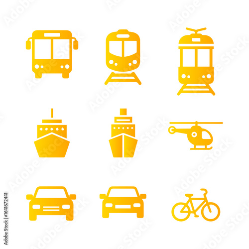 Collection of Yellow Transportation Icons.