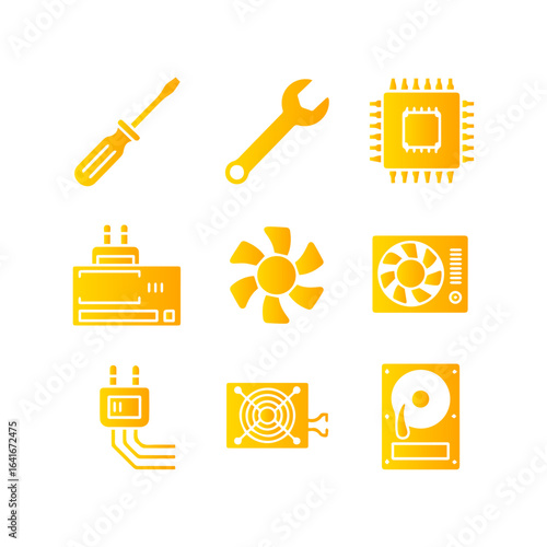 Computer Hardware and Tools Icons.