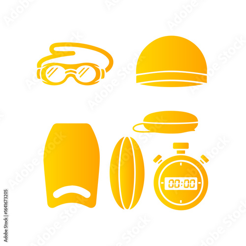 Swimming Gear and Stopwatch Icons.