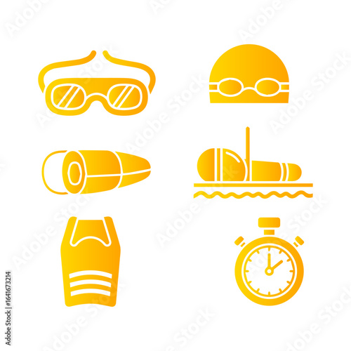 Swimming Gear and Equipment Icons.