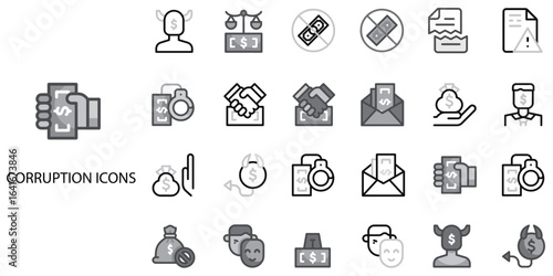 Corruption simple concept 24 Grew color icons set .Vector illustration.